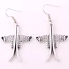 E0134 Huilin Jewelry Fashion Antique Silver Plated Zinc Studded With Sparkling Crystal Skis And Ski Boots Pendant Earring