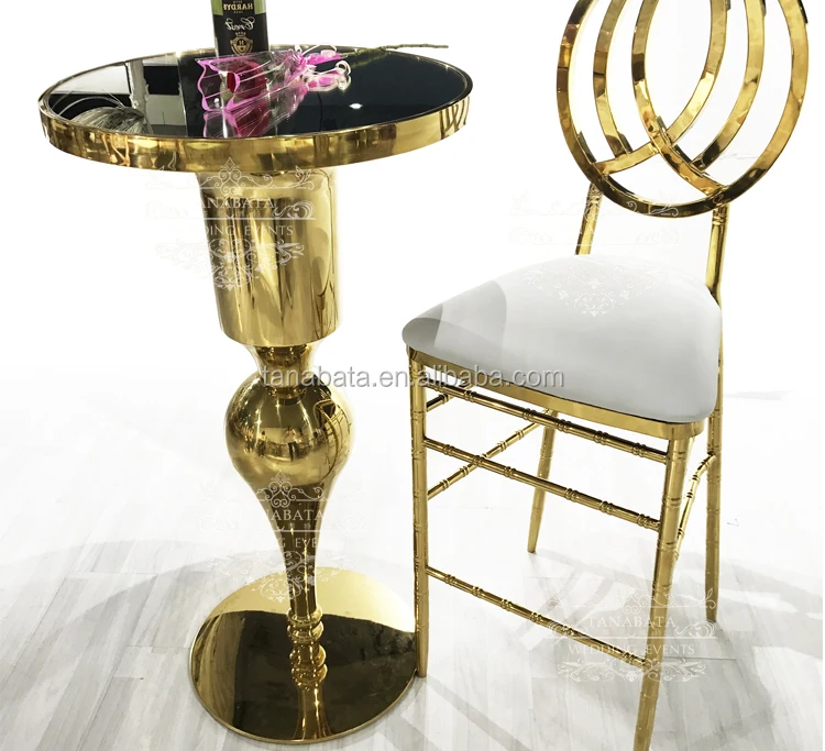 High Glass Top Gold Metal Base Bar And Pub Table With Bar Stools Buy