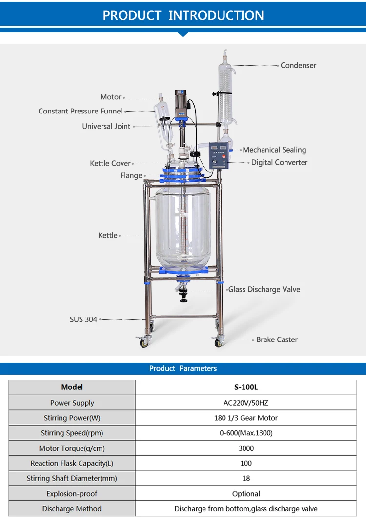 100l Large Volume Laboratory Bioreactor Cooling Jacket Buy 100l