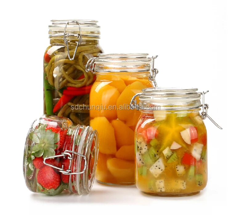 1l 1.5l 2l Glass Canning Jar With Metal Clip,2000ml Glass Canning
