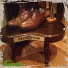 Antique Vintage solid wood women Shoe Store advertising display stand, costom unique men shoe shaped 3 legs stool storage rack