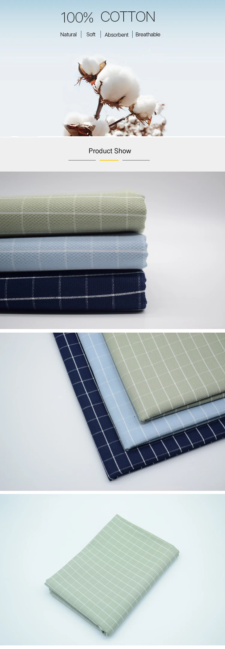 New Fashion Cotton Yarn Dyed Jacquard Windowpane Check Plaid Shirt Fabric