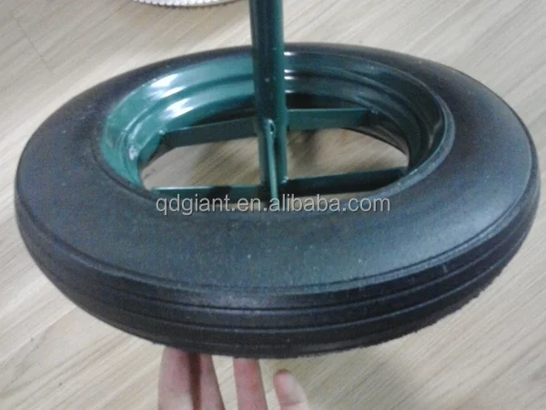 solid rubber spoke wheel 14x4