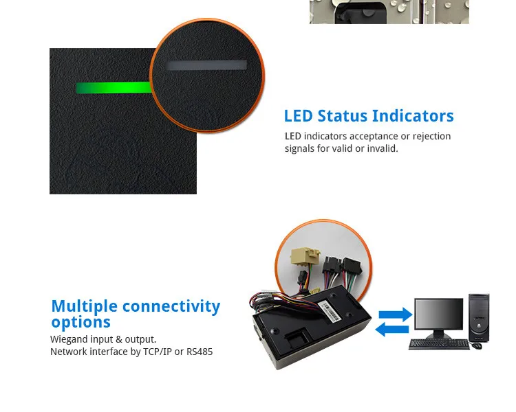 Waterproof outdoor Metal TCP/IP RS232/485 Wiegand Network Security RFID Biometric Fingerprint Access Control System reader