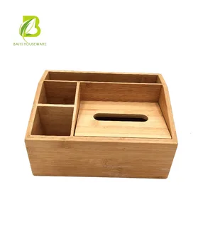 Multifunction Bamboo Desk Organiser Wooden Desktop Organiser With