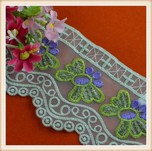 2017 Multicolor Embroidery Scalloped Lace With Indian Lace Trim