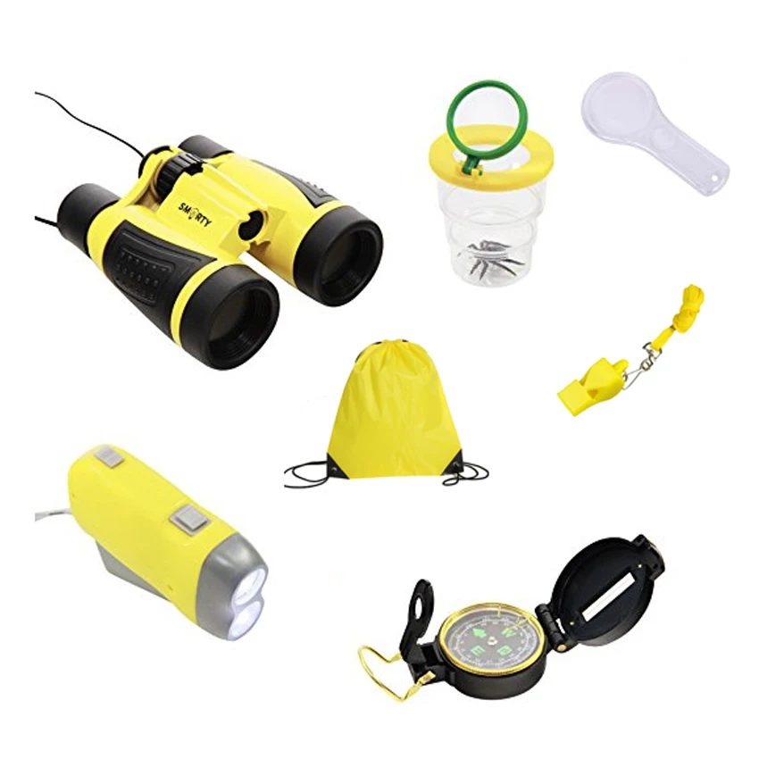6x Kids Outdoor Adventure Kit Explorer Toys Binocular Compass Exploration Tool 