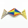 High quality glitter rainbow triangle metal custom lapel pin badge