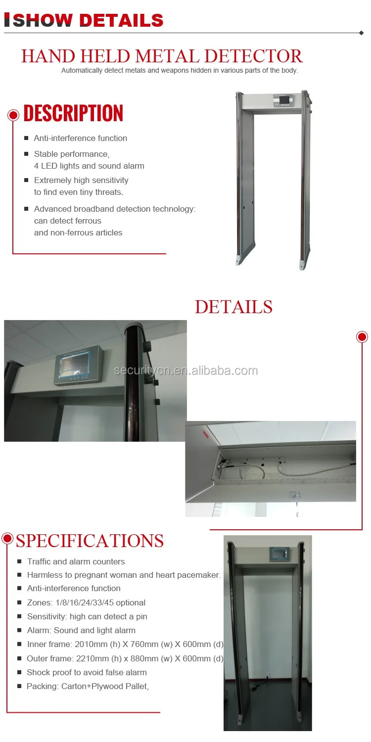 45 Zones Walk Through Metal Detector Spw300s Door Frame Metal Detector