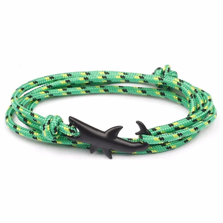 Ocean Shark Rope Bracelet For Women Men Handmade Survival Bracelet