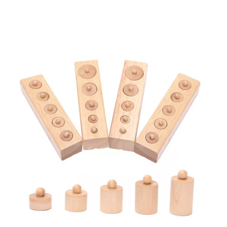 Kindergarten Wooden Knobbed Small Cylinders Montessori Material Toys