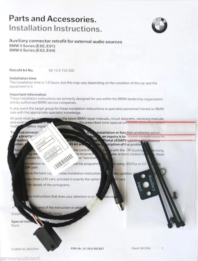 Get Quotations · New ORIGINAL BMW MP3 AUX INPUT ADAPTER KIT for E60 E63 E64  E65 E66 CD PLAYER
