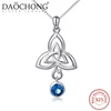 Hot Sales Fashion Style 925 Sterling Silver Celtic Knot Pendant Necklace with blue CZ