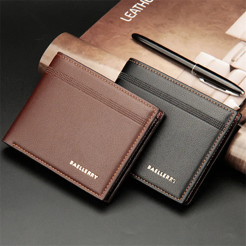 China brand high quality male wallet baellery portable short pocket leather men's wallets with money clip fashion purse for men