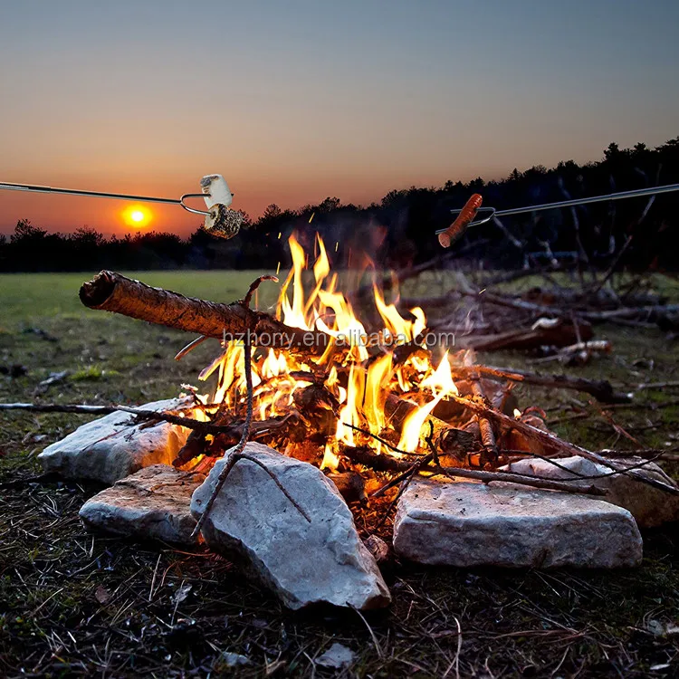 Telescoping Smores Skewers Hot Dog Extending Stainless Steel Fork