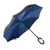 23" 190t pongee fabric 100% polyester upside down umbrella Manual Open Inverted Umbrella for car with C-shape Handle