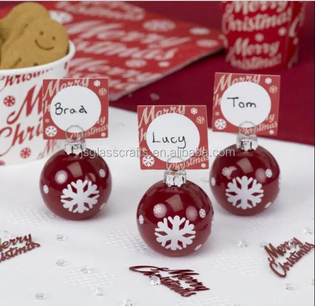 4 Bauble Name Card Holders Glass Christmas Party Table