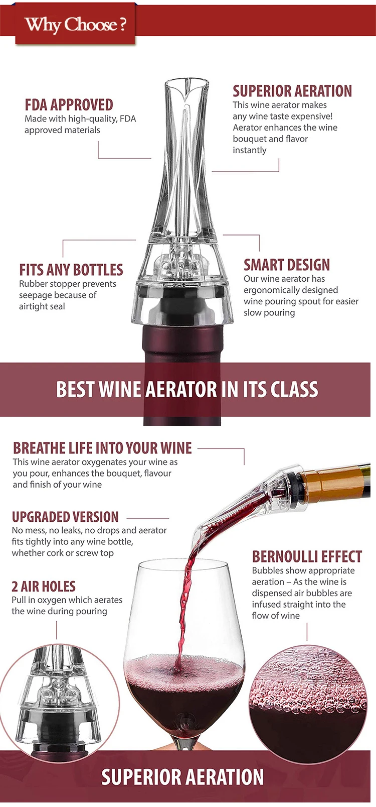 Aerator Decanter Wine Bottle As Plastic Reusable Magic Wine Aerator