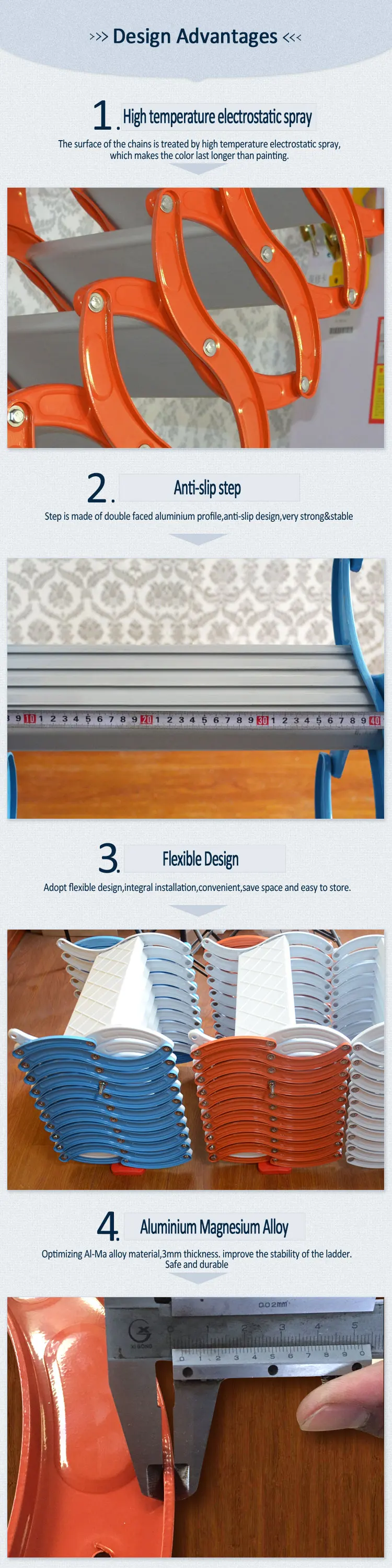 Space Saving Scissor Loft Ladder With Nonslip Step