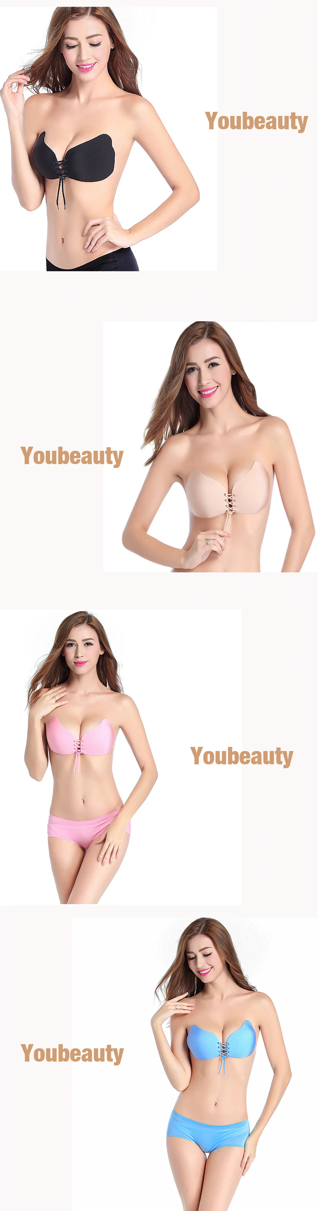 Artificial Push Up Breathable and Strapless Invisible Front Open Silicone Bra