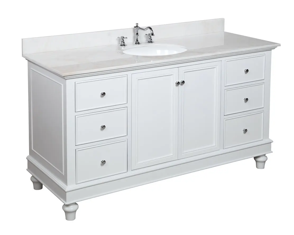Kitchen Bath Collection KBC A601GYCARR Katherine Single Sink Bathroom Vanity With Marble Countertop Cabinet With Soft Close Function And Undermount Ceramic Sink Carrara Charcoal Gray 60 Bathroom Fixtures Kitchen Bath Fixtures
