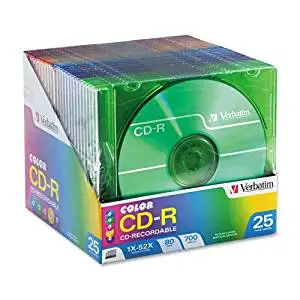 Verbatim : CD-R Discs, 700MB/80min, 52x, Slim Jewel Cases, Assorted Colors, 25/Pack -:- Sold as 2 Packs of - 25 - / - Total of 50 Each