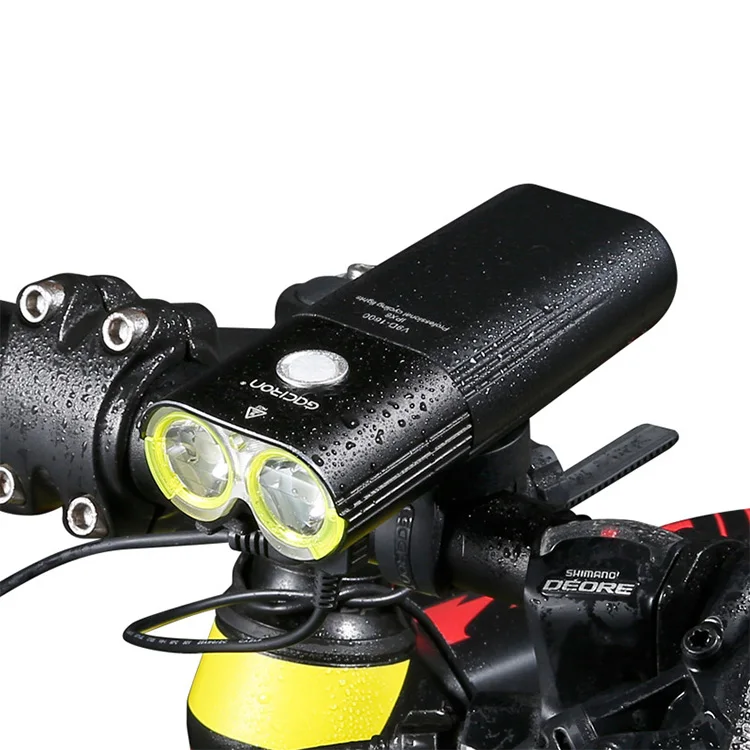 GACIRON 1600 Lumens Bicycle Light MTB Headlight Power Bank Waterproof USB Rechargeable Road Bike Lamp Flashlight FREE Tail light
