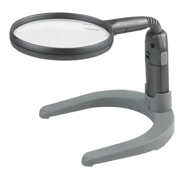 Double Lens Foldable Hand Free Table Stand Illuminating Magnifier Buy