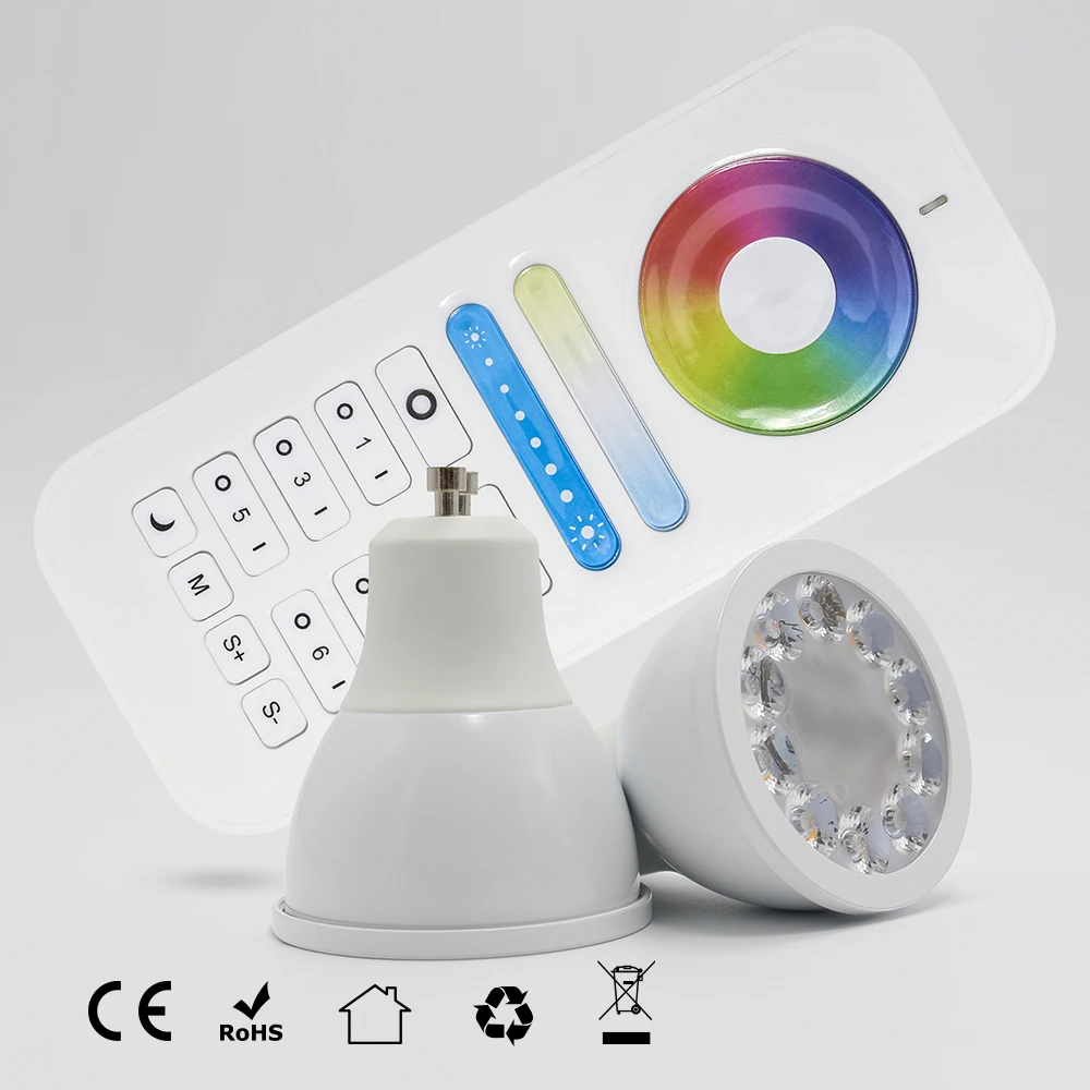 5W 2.4G mr16 gu10 gu5.3  led wifi light bulb adapter, rgb+cct led spotlight gu10 smart lights16 million color changing