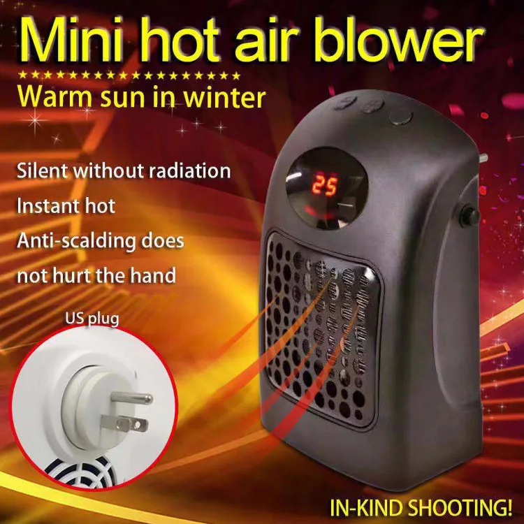 Congsu Portable Mini Handy Electric Fan Heater Heating Stove Radiator Warmer Plug in Hot Air Fast Wall Heater Blower for Home Wi