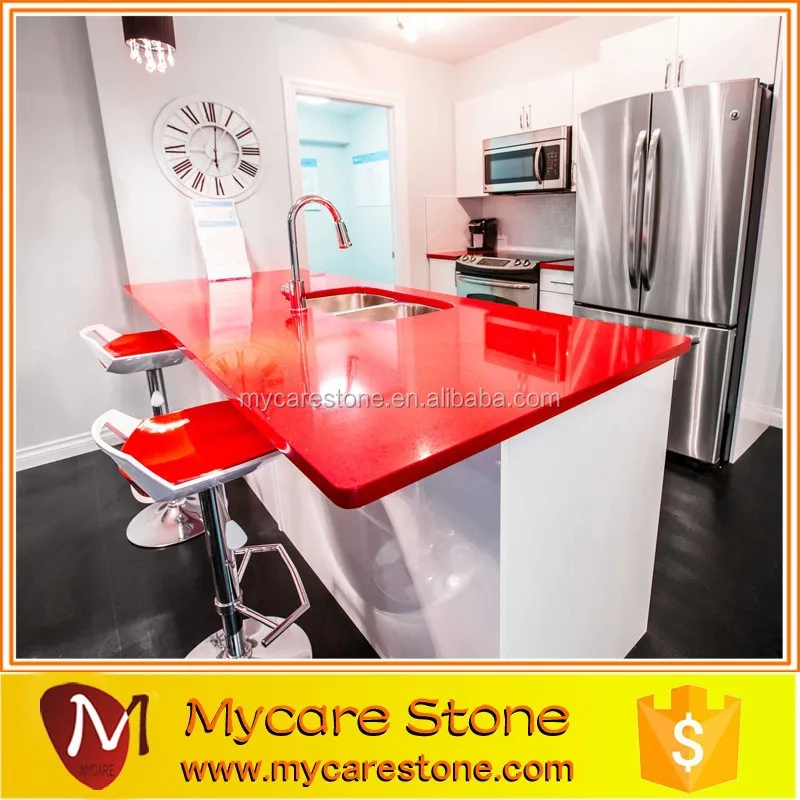 Cucina di design impressionante di pietra di quarzo rosso island ...