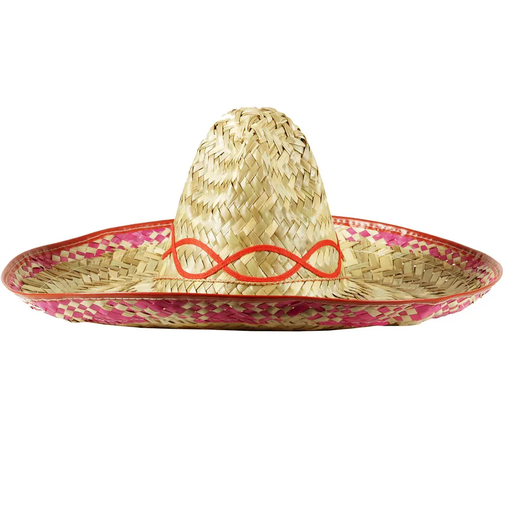 Mexican Style Wide Brim Straw Hat - Natural OSFM