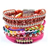 xl-ml24 India style colorful cotton braided pattern knot bead bracelet, Friendship braided bracelet with magnet button