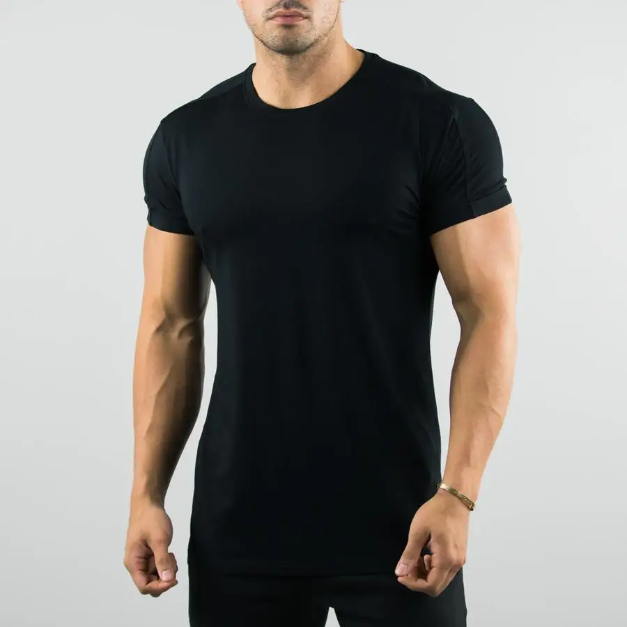 Premium Liefstyle Wear Black Rolled Sleeve Muscle Tee Gym Wear Men ...