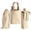 Custom cotton canvas tote recycling single bottle wine bag