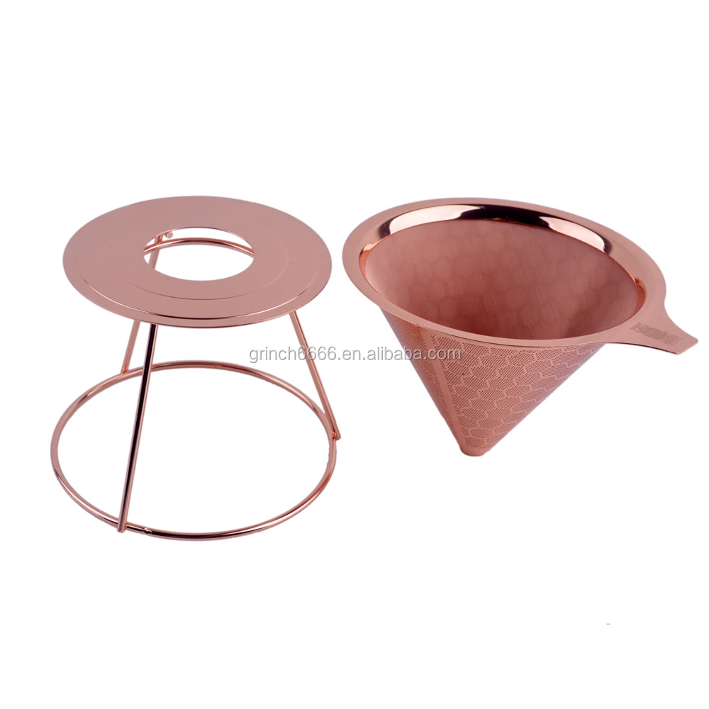 New Pour Over Coffee Filter Copper Drip Cone Dripper With Stand Buy