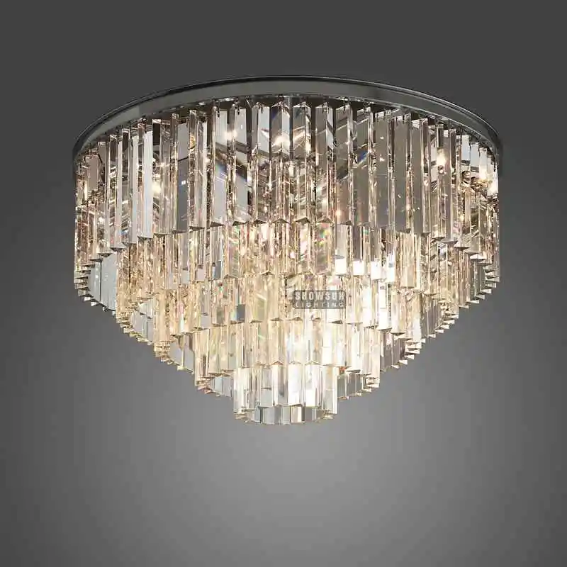 Black modern crystal ceiling light fixture for home