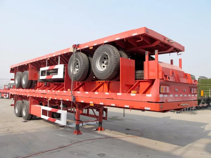 3 axle flatbed 20ft 40ft 45ft 53ft 30 ton low flatbed container semi truck trailer with container lock