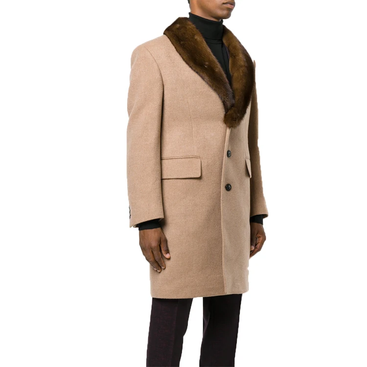 2018 New Style 100% Cashmere Mink Fur Shawl Collar Men Winter Coat ...