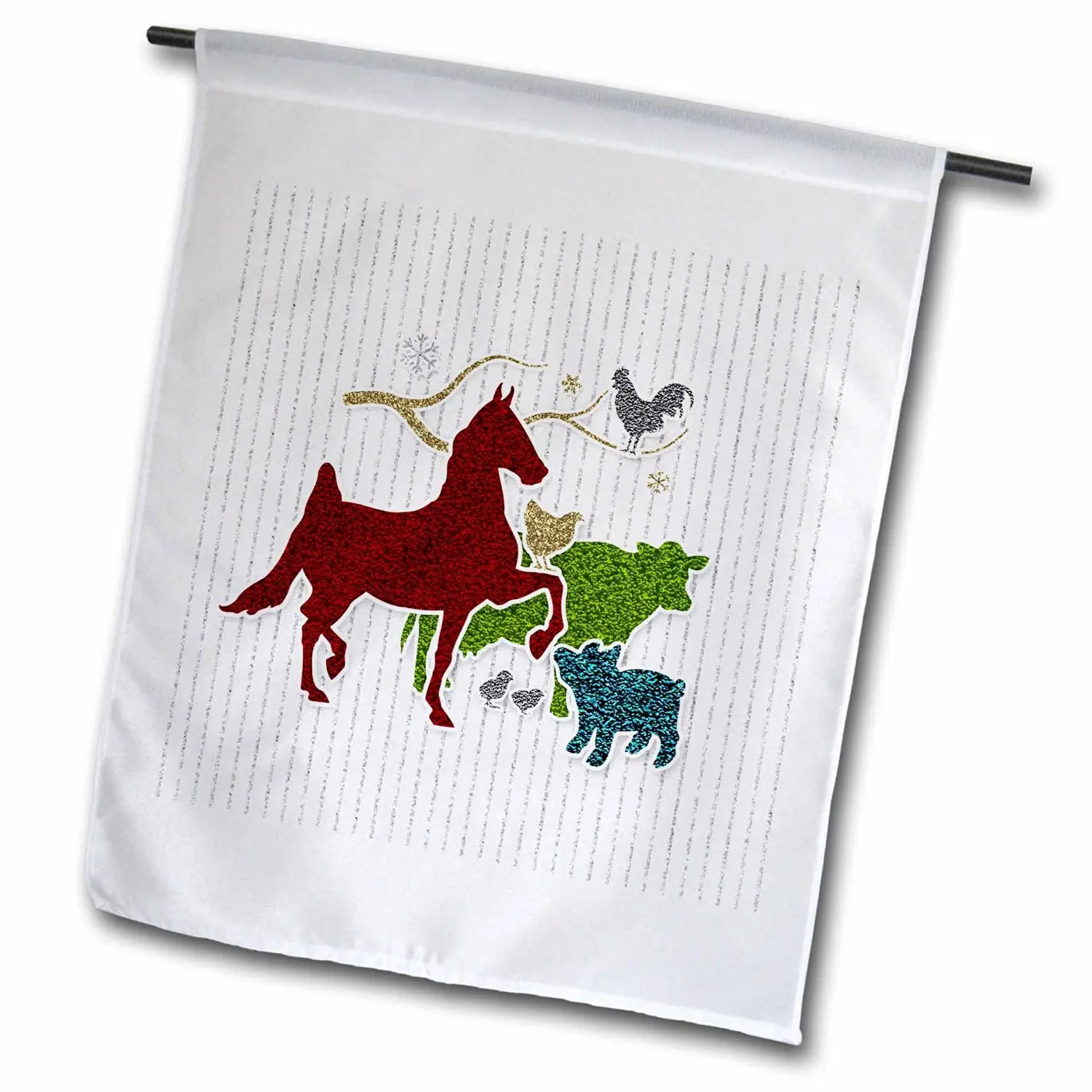 Doreen Erhardt Christmas Collection - Barnyard Animals Western Christmas Glitter Peace on Earth - 18 x 27 inch Garden Flag (fl_203016_2)