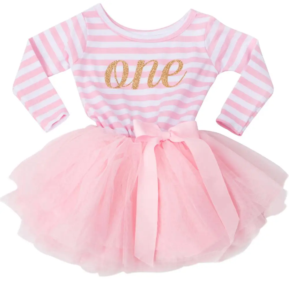Fashion Children Party Frock Dresses Long Sleeves Baby Girls Striped ...
