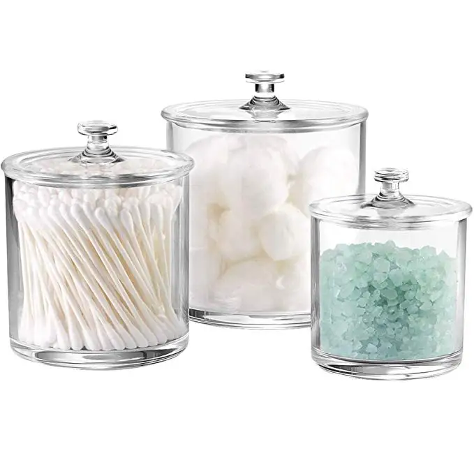 Premium Acrylic Apothecary Jars Set Of 3 Crystal Clear Plastic