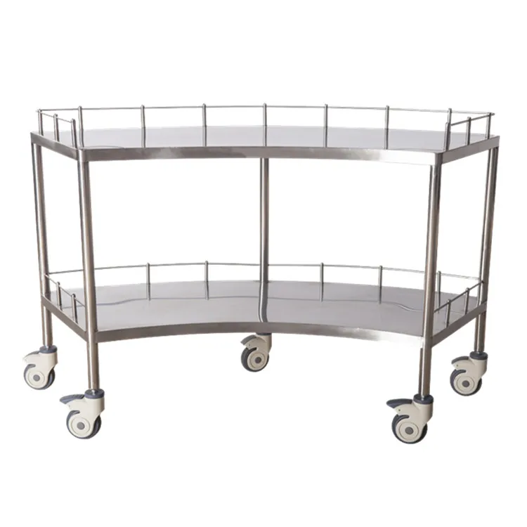 High quality stainless steel mobile medical instrument crash trolley cart in hospital