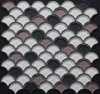 Fish scale fan shaped crystal clear glass mosaic tile