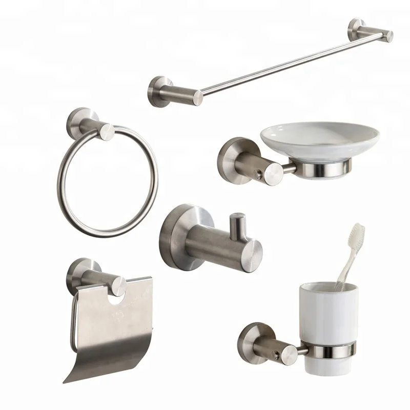 Simpledesign Stainless Steel 304 Brush Nickel Bathroom Accessory Set