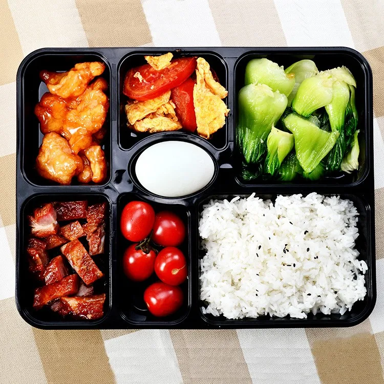 Microwave Disposable Plastic Take Away Bento Lunch Box with Lid