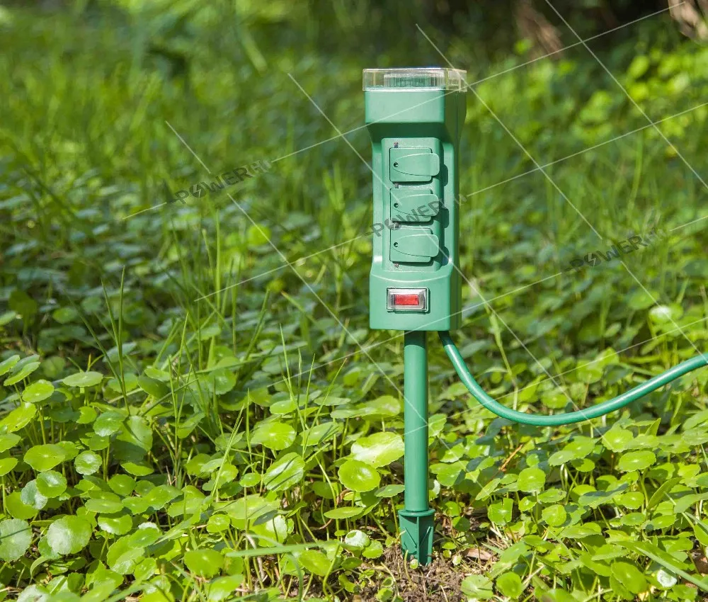 Outdoor Power Stake With Photocell Timer Duskdawn For Yard And Garden