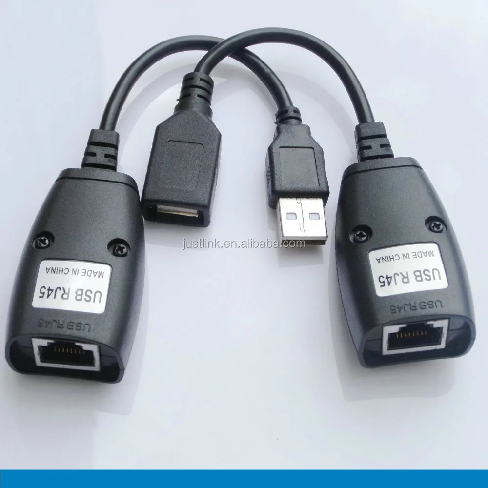 USB 2.0 Extension Cable 50m/150ft, PVC Black USB Extender with RJ45 ...