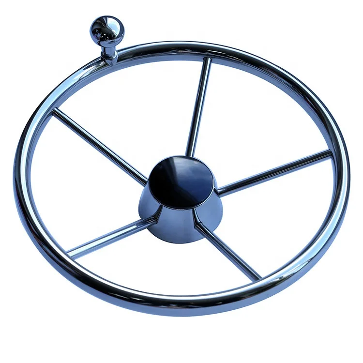 Shaft 3//4” Boat Steering Wheel Stainless 5 Spoke W// Control Knob For Boats/&Yacht