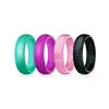 Flexible Rubber Band Silicone Ring Design for Women Man 4pcs per Set 5.7mm Wide Silicon Glitter Wedding Band Ring